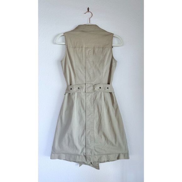 EUC Toccin NY Sleeveless Belted Wrap Trench Mini Dress in Khaki Tan Size 0 - Picture 9 of 15